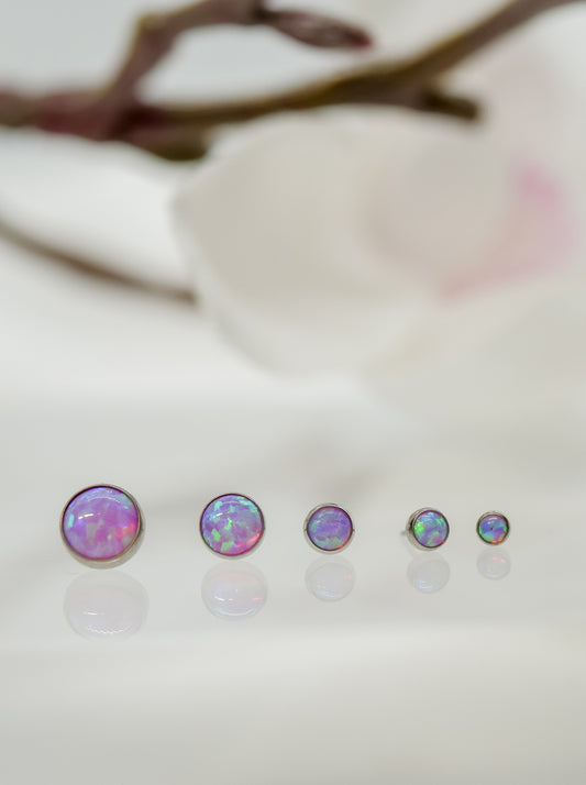 Bezel-set Pink Opal End in Titanium by NeoMetal