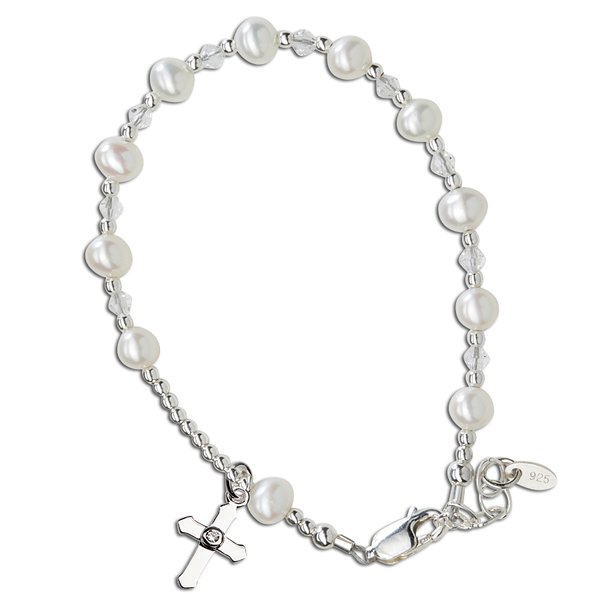 Sterling Silver Pearl Rosary Bracelet