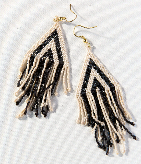 Black & Ivory Stripe Earrings