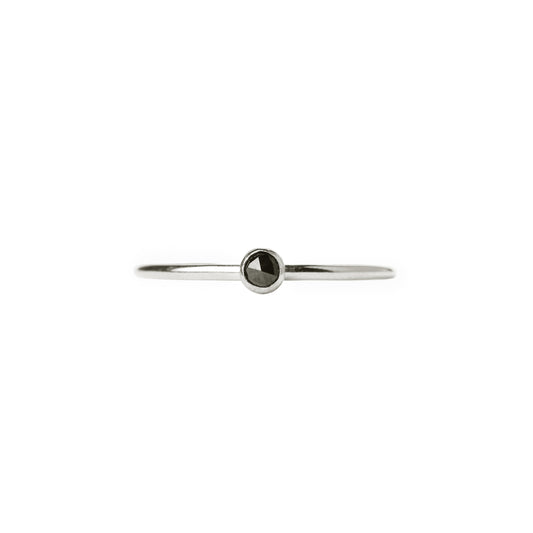 Mineral and Matter Tiny Black Spinel Ring Sterling Silver Ring