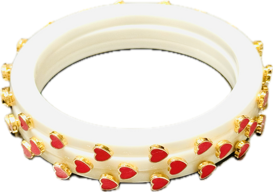 Heart Jeweled Bangles - (two colors)