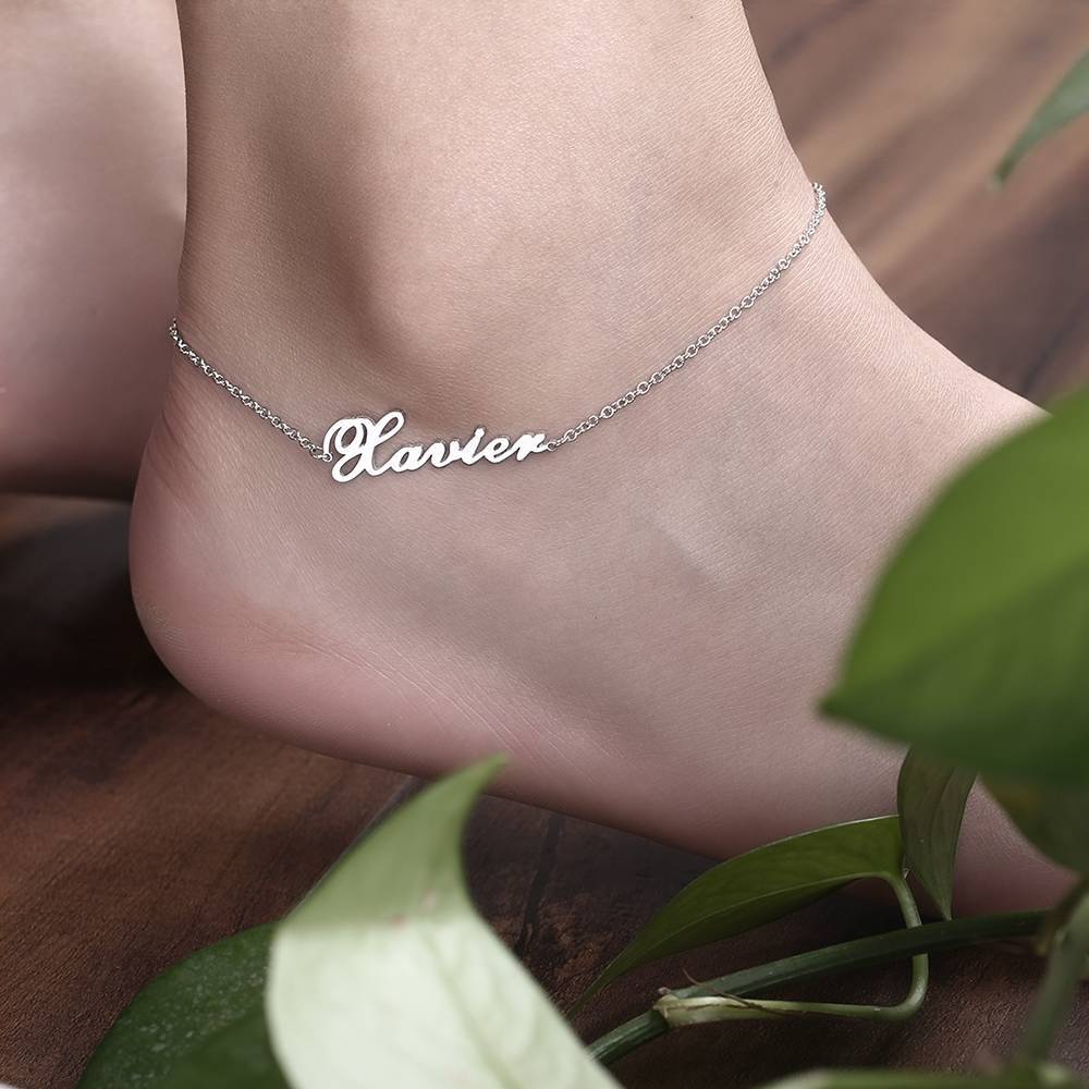 Personalized Name Anklet 14k Gold Plated Silver