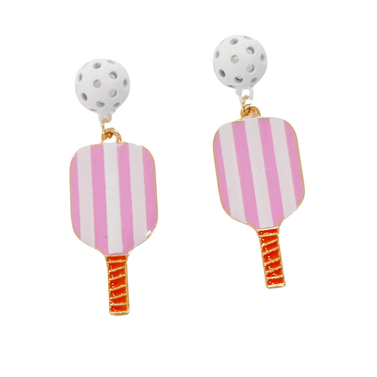 Pickleball Drop Earrings - Pink