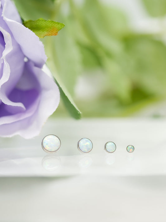 Bezel-set White Opal End in Titanium by NeoMetal