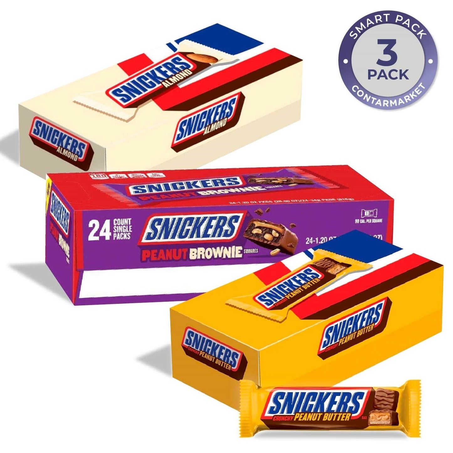 Snickers Peanut Butter, Brownie, Almond  Chocolate Candy Bars - 66 Ct