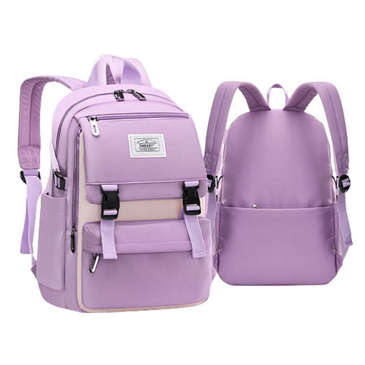 Women's Backpack Fashion Solid Color Backpack Teenage Girls School Shoulder Bag Waterproof Nylon High Capacity Bagpack,Purple