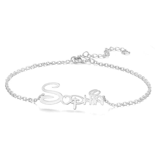 Custom Name Anklet Silver Unique Gift