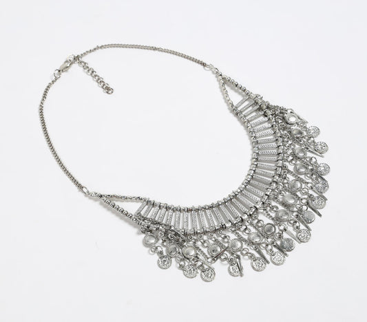 Metallic Cluster Charm & Spike necklace