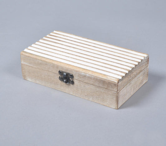 Hand Carved Wooden Distress Painted Jewelry Box