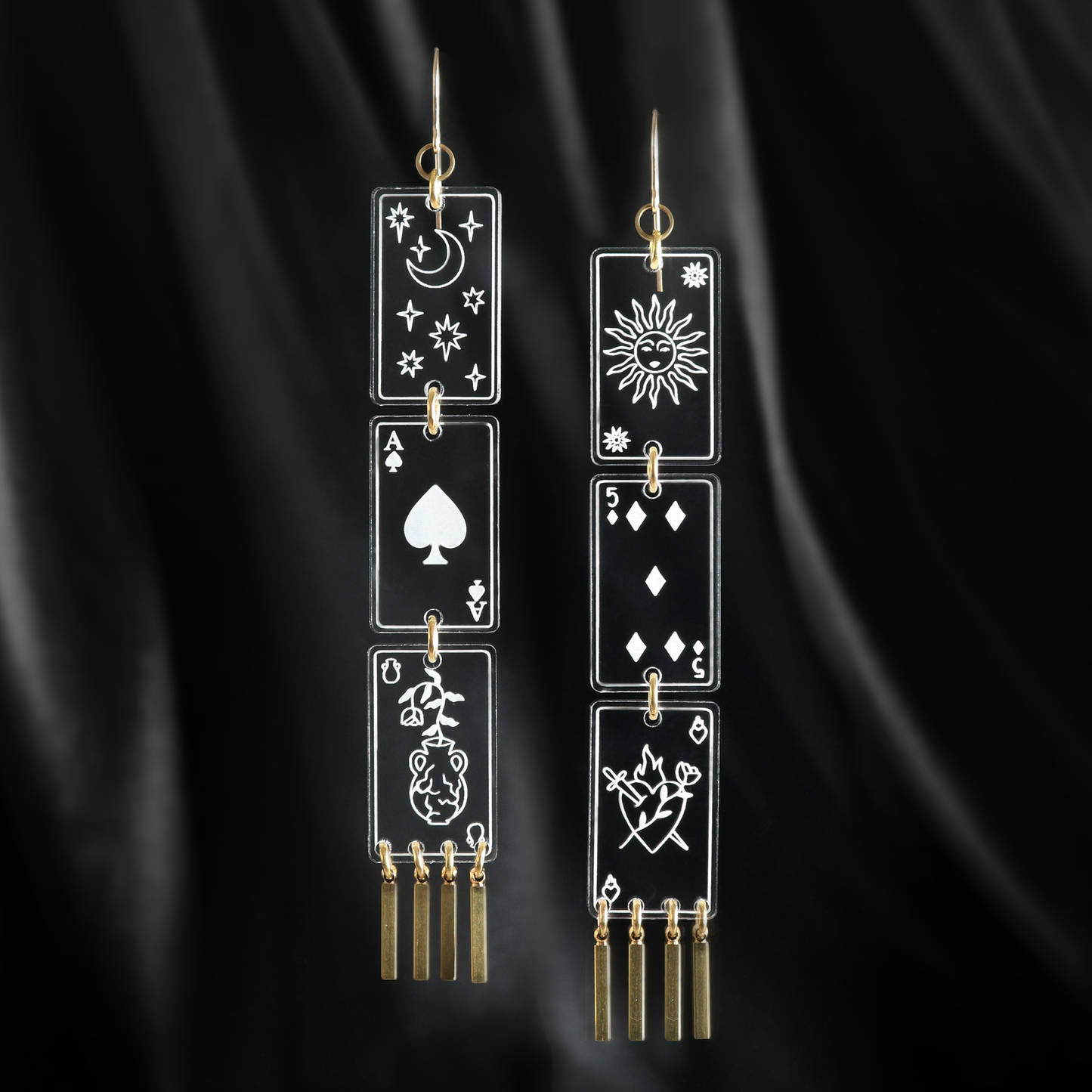 While Odin Sleeps Cardistry Clear Earrings