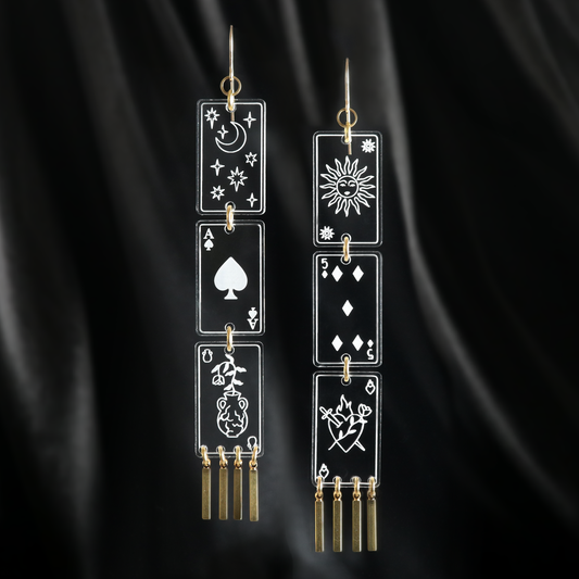 While Odin Sleeps Cardistry Clear Earrings