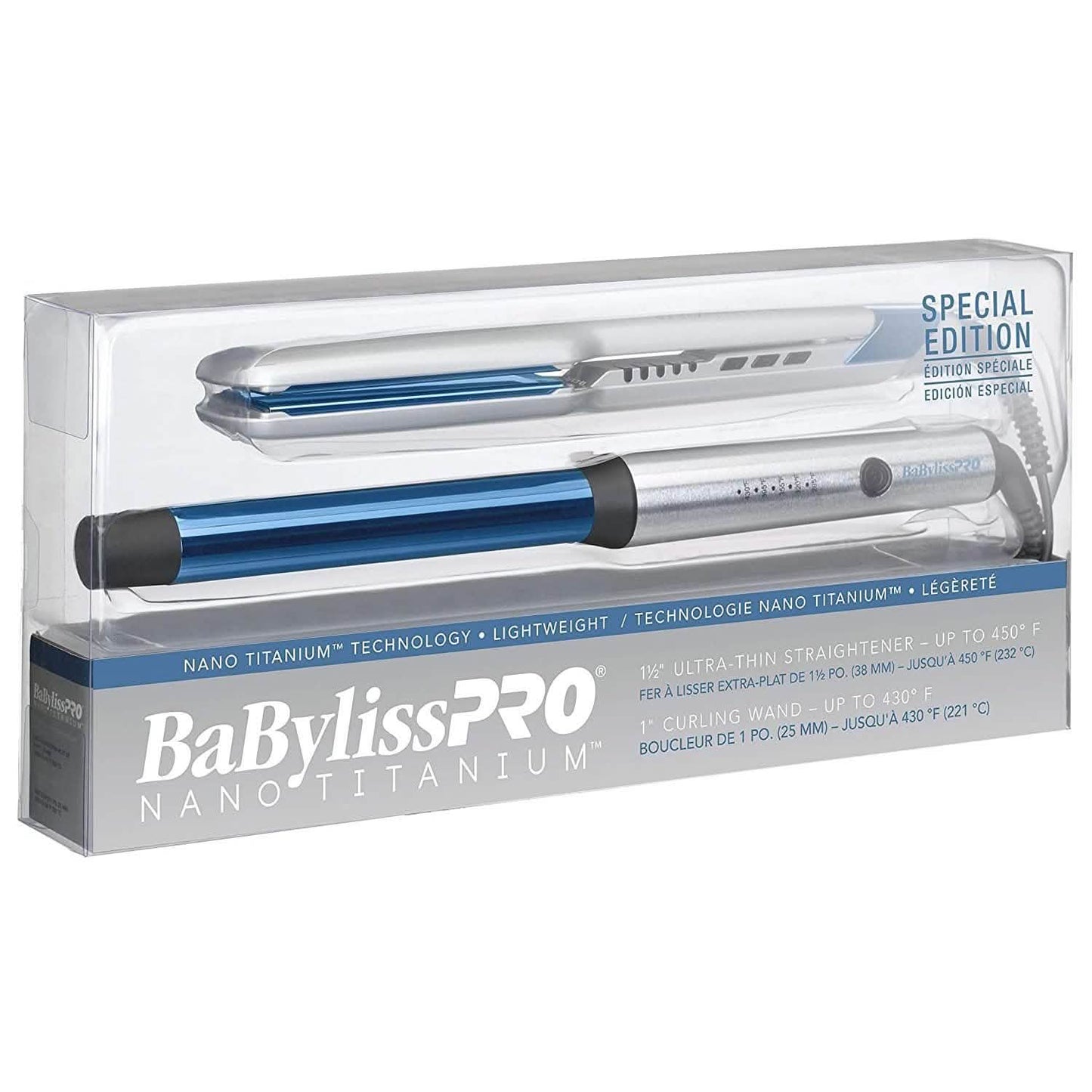 BaBylissPRO Nano Titanium Curling Wand and Flat Iron Set