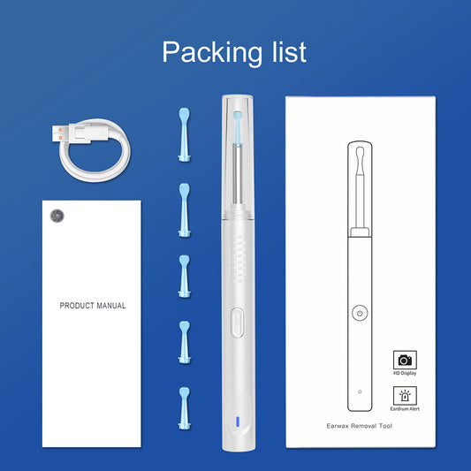 Rechargeable Ear Wax Removal Kit - 5 Ear Scoops, 1080P Camera, Light & Compatible with iPhone, iPad & Android!