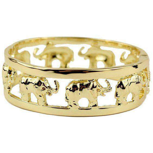 Elephants On Lexington Cuff Bracelet in Gold by Pink Pineapple