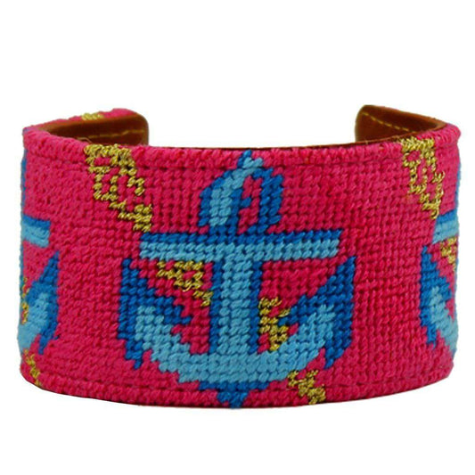 Francesca Joy Anchors Needlepoint Cuff Bracelet by York Designs - Country Club Prep