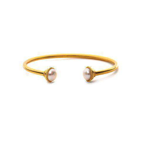 Gigi Open Bangle in Gold and Pearl by Julie Vos