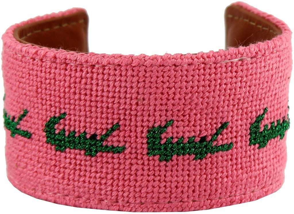 Later Gator Needlepoint Cuff Bracelet by York Designs - Country Club Prep