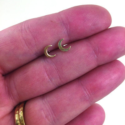 Mineral and Matter Tiny Crescent Moon Stud Earrings