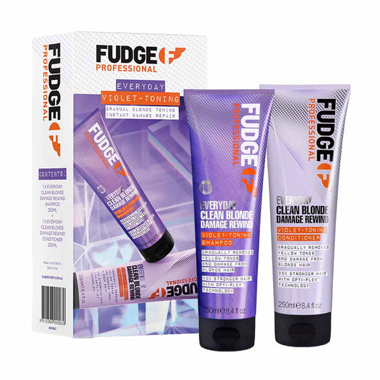 Fudge Everyday Clean Blonde Damage Rewind Shampoo & Conditioner 250ml Duo Pack