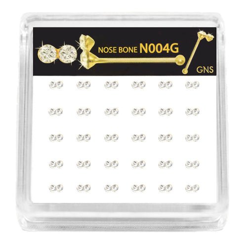 GNS Nose Bone 2 Stone 30pcs - ikatehouse