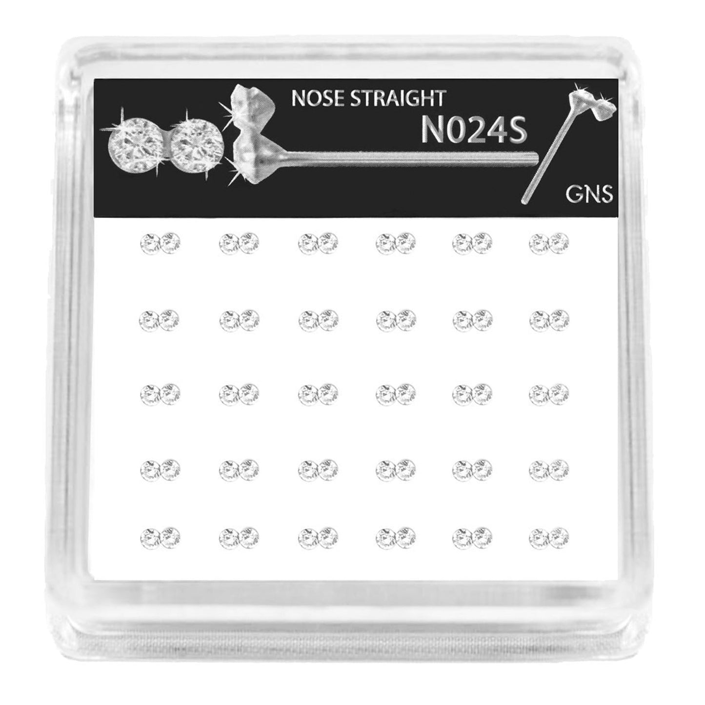 GNS Nose Straight 2 Stone 30pcs - ikatehouse