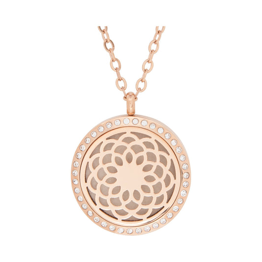 Stainless Steel Rose Gold Sunflower Crystal Pendant