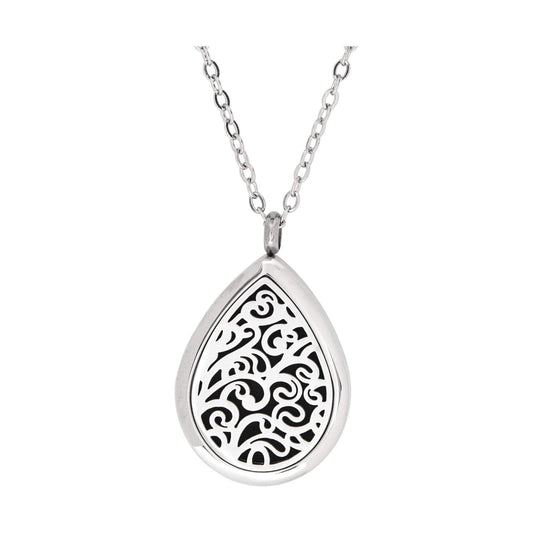 Stainless Steel Swirl Tear Drop Pendant