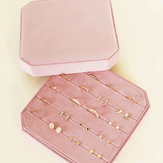 Large Square Velvet Jewelry Box | Light Pink