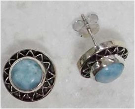 Earrings Studs Round Oxi Zig Zag Larimar