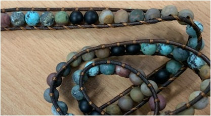 Bracelet Wrap 3x Round Bead Chocolate