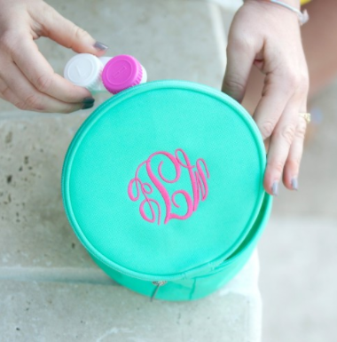 Monogrammed Round Jewelry Case