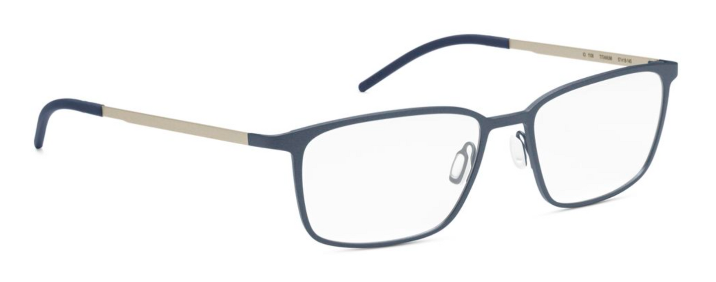 orgreen IO mens rectangular titanium handmade in japan danish design scandinavian classic lightweight strong durable 1108 matte navy silver