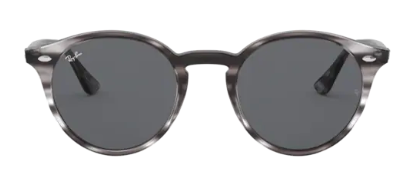 ray ban 2180 sunglasses round acetate plastic stripped grey havana stylish trendy modern grey tinted lenses UV400 protection front view