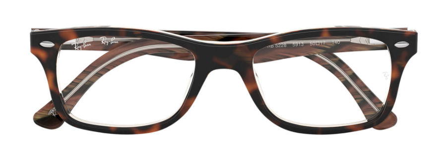 ray ban 5228 optical prescription eyewear glasses plastic acetate classic traditional trendy fashionable bold youthful unisex men women brown havana clear transparent