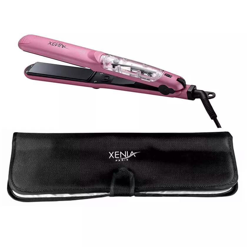 Silk Steam 1.25" Ceramic Steamer Flat Iron with Protective Heat Station Mat Beauty & Personal Care Pink - DailySale