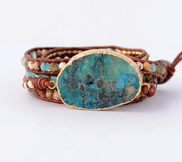 Women Bracelet with Natural Gilded Stones