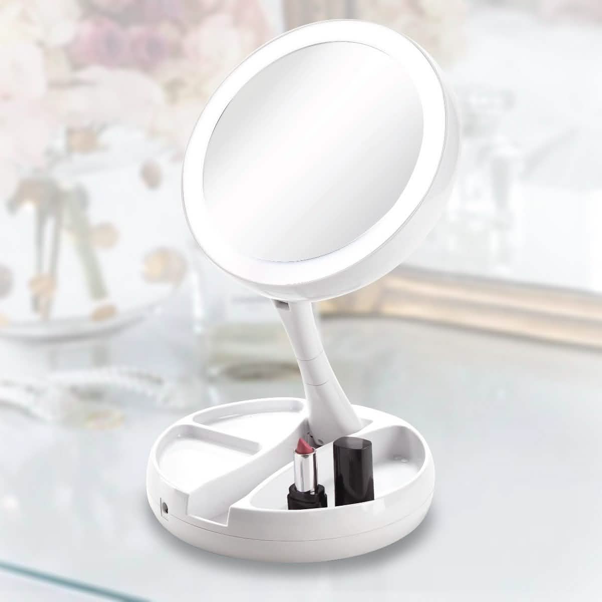 Vivitar Fold Away LED Double Sided Vanity Mirror